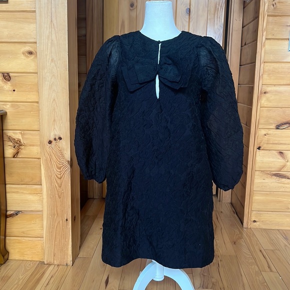 Something Navy Dresses & Skirts - Something navy organza puff sleeve bow mini dress